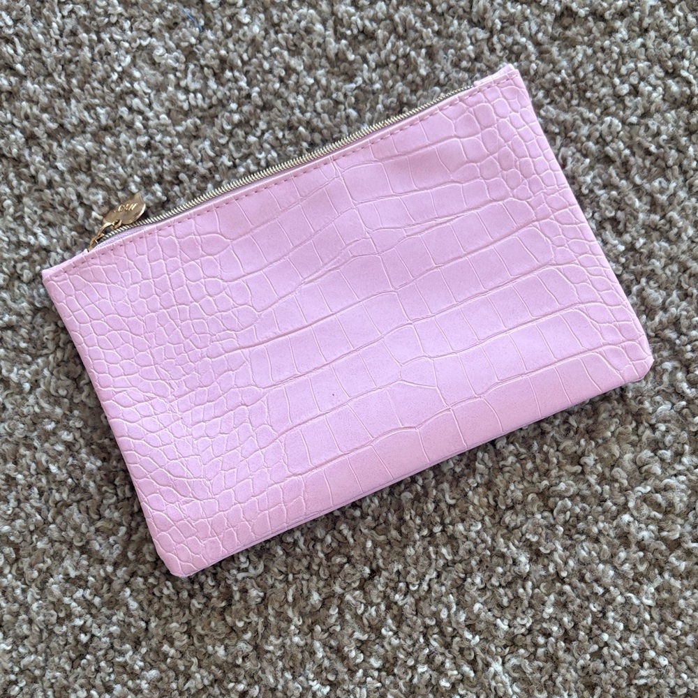 Ipsy Light Pink Crocodile Embossed Cosmetic Bag